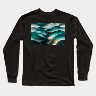 Iridescent Painted Glass Waves Long Sleeve T-Shirt